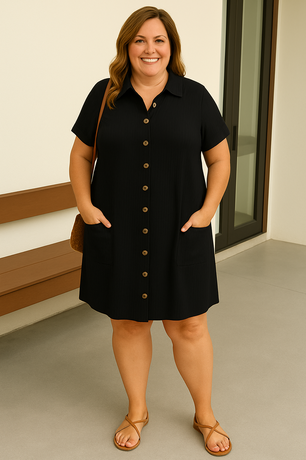 Marisol - Tummy-Friendly button-front shirt dress