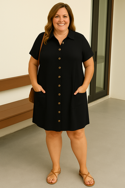 Marisol - Tummy-Friendly button-front shirt dress