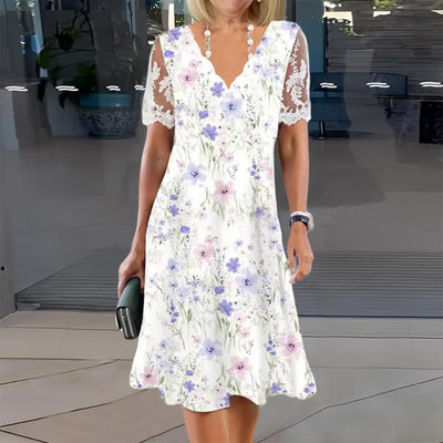 ELOWEN | FLORAL LACE PATCHWORK MIDI DRESS