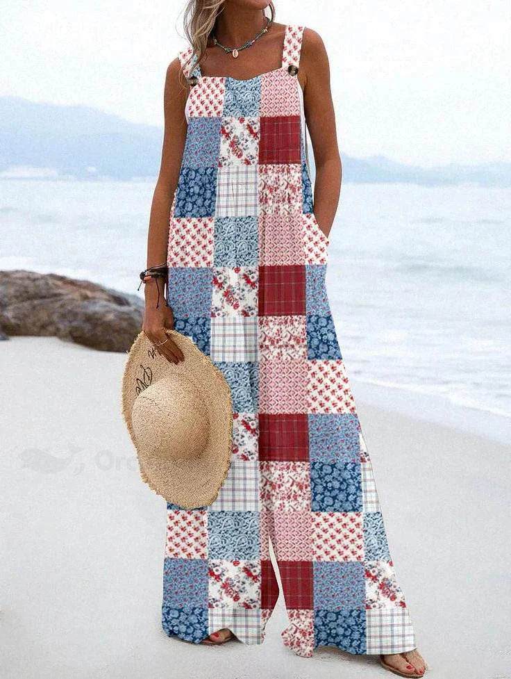 Wide Leg Printed Jumpsuit
