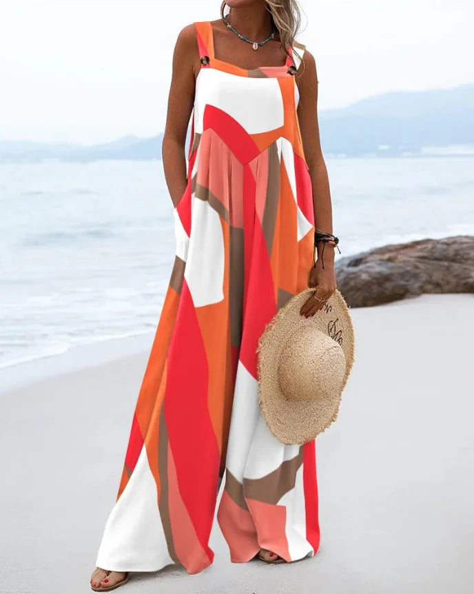 Wide Leg Printed Jumpsuit