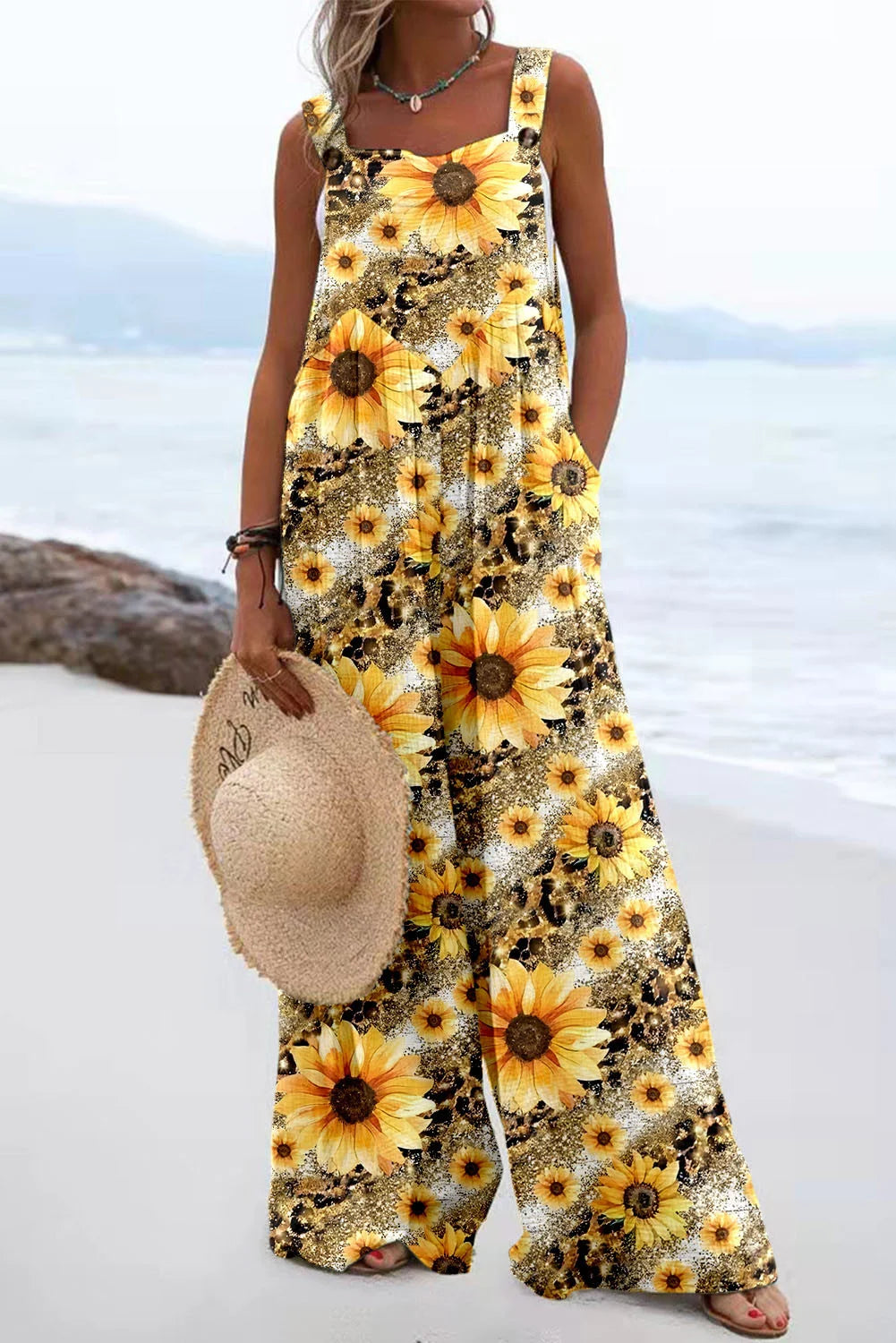Wide Leg Printed Jumpsuit
