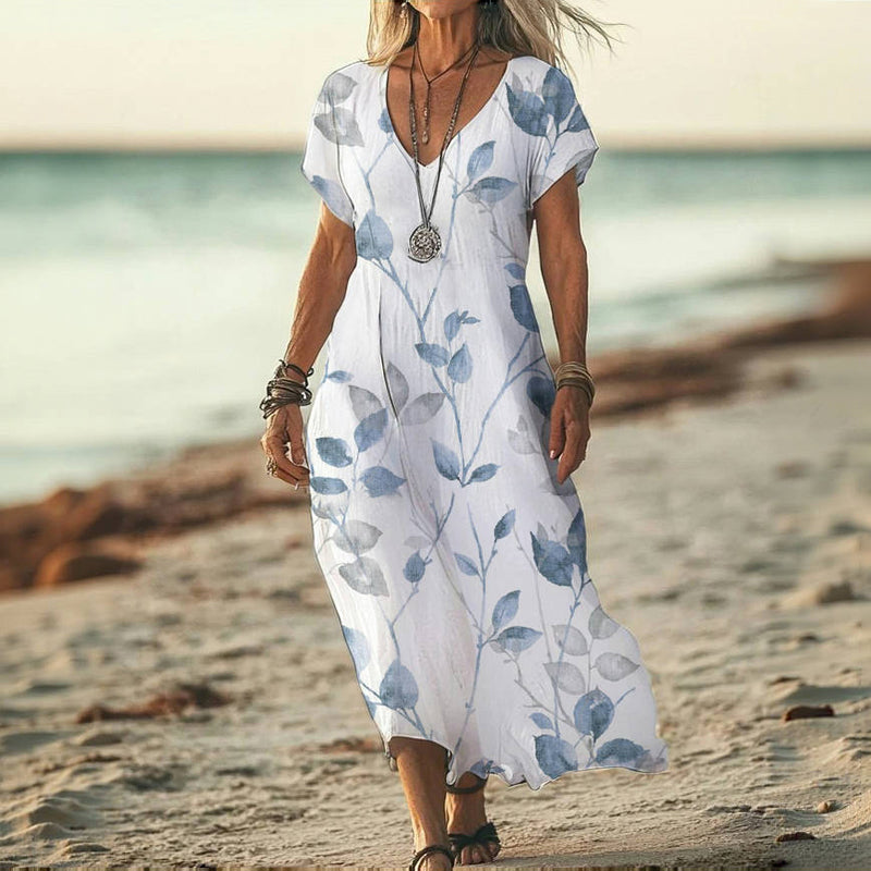 Casual Leaf Print Dress