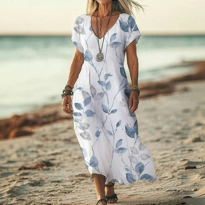 Casual Leaf Print Dress