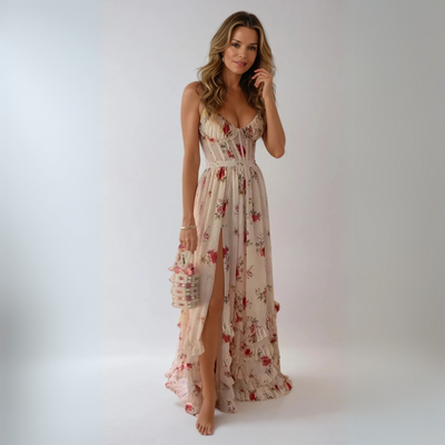 Yuna - Long Dress with Floral Design