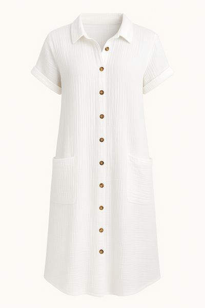 Marisol - Tummy-Friendly button-front shirt dress