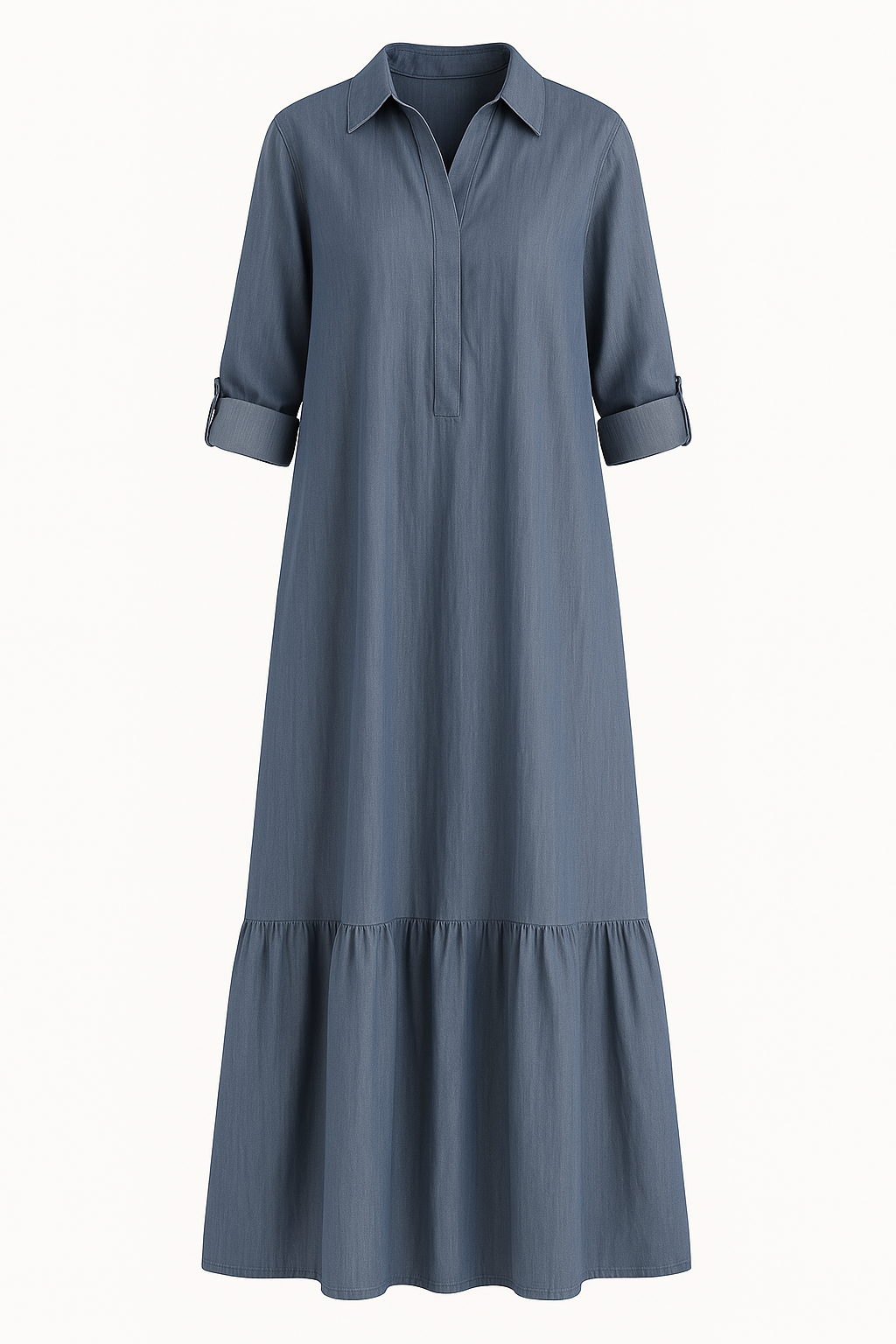Danica - Tummy-Friendly Half-Button Tiered Midi Dress