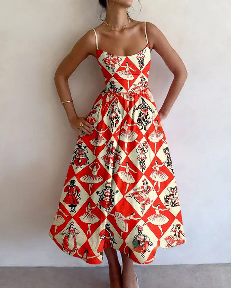 Diamond Pattern Strappy Dress