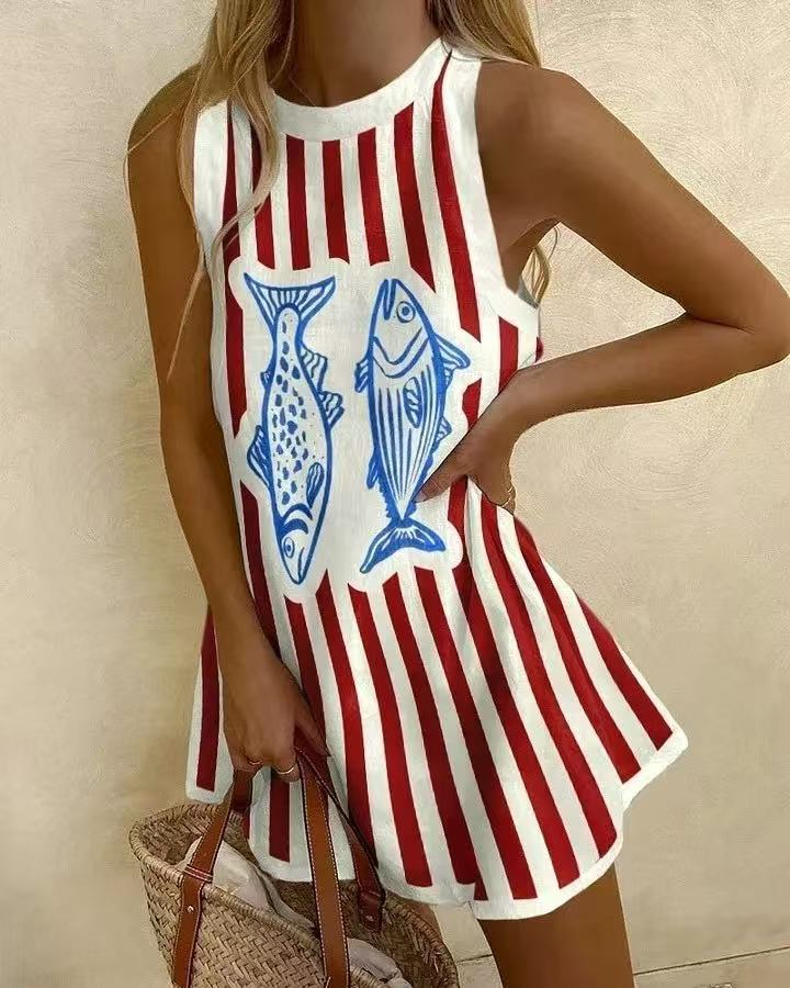 Fish Print Mini Dress