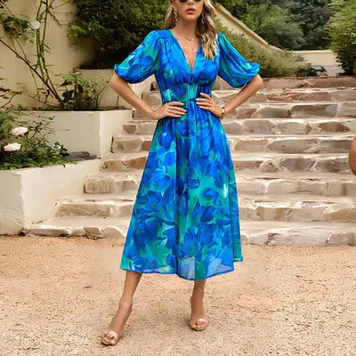 CELESTE-ANNE | VINTAGE GLAM SLEEVE MIDI DRESS