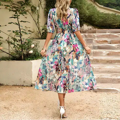 CELESTE-ANNE | VINTAGE GLAM SLEEVE MIDI DRESS