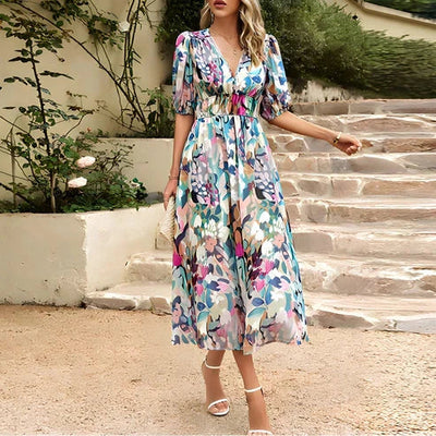CELESTE-ANNE | VINTAGE GLAM SLEEVE MIDI DRESS