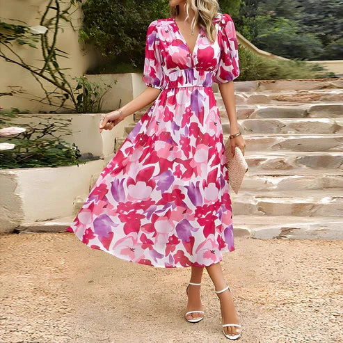 CELESTE-ANNE | VINTAGE GLAM SLEEVE MIDI DRESS
