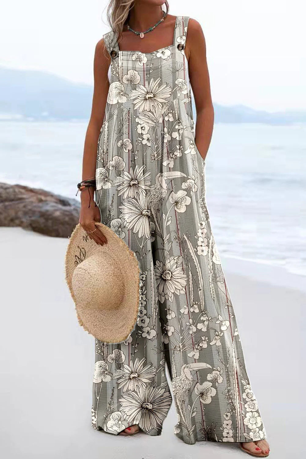 Wide Leg Printed Jumpsuit