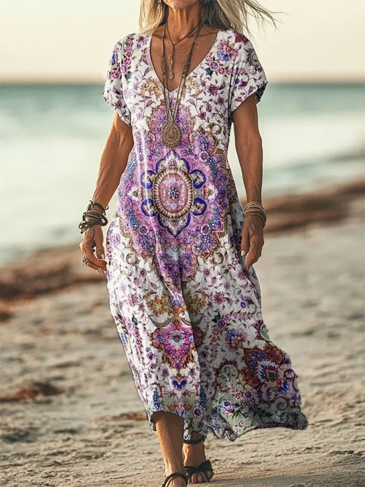Vintage Ethnic Floral Dress