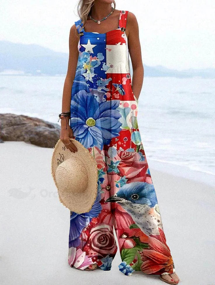 Wide Leg Printed Jumpsuit